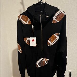 Sequin football half zip hoodie